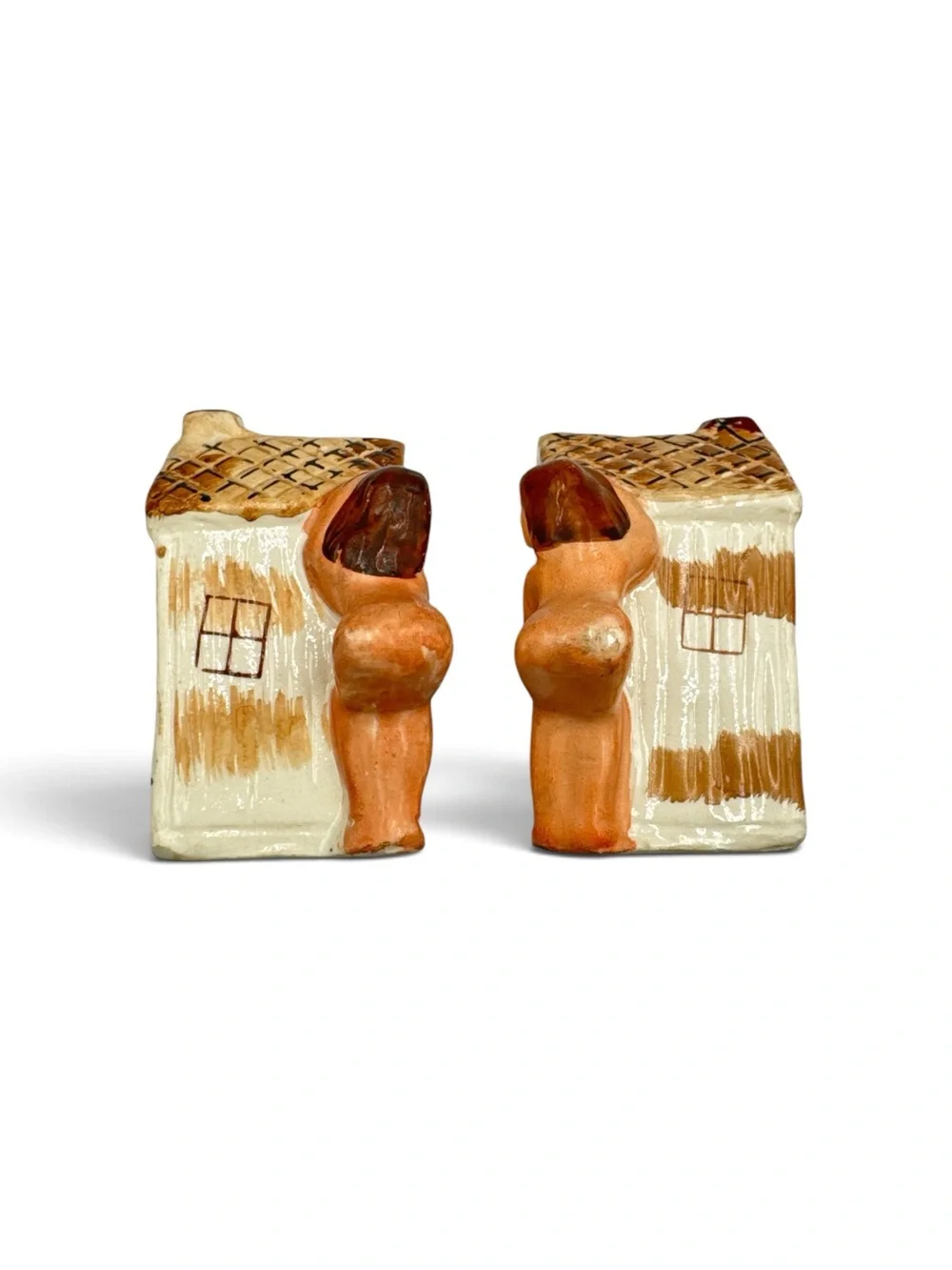 Vintage 1950s Japan Ceramic Nudie Outhouse Salt Pepper Shakers Adult Novelty